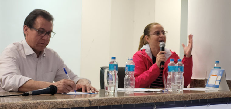 A diretora Social do SINTETEL, Cristiane do Nascimento, defende a ratificao da Conveno 190 da OIT
