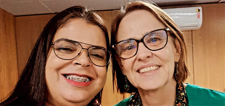 Maria Edna e Laís Abramo, Secretária Nacional de Cuidados e Família do Ministério do Desenvolvimento Social e Combate à Fome