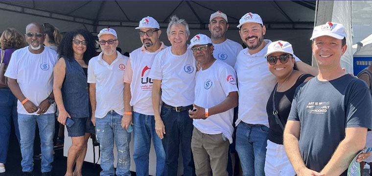 Dirigentes do SINTETEL e da UGT presentes no Ato do 1 de Maio