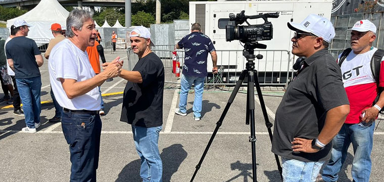 Diretor do SINTETEL, Marcos Milanez, concede entrevista ao canal da UGT