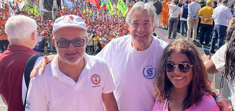 Josimar Andrade, diretor do Sind. dos Comercirios, Marcos Milanez, diretor do SINTETEL e Monica Veloso, secretria de Governo da Prefeitura de Osasco