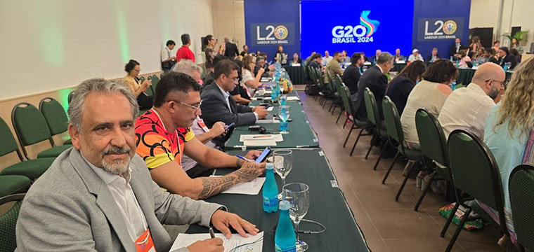 Gilberto Dourado, presidente do SINTETEL, participa do Labour 20