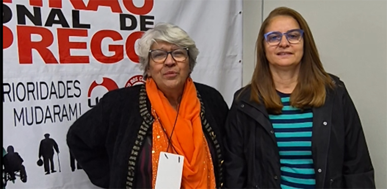 Cleonice Caetano, da UGT; e Cristiane do Nascimento, do SINTETEL