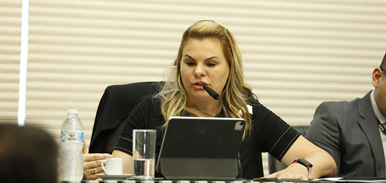 A presidente da CPI, a Deputada Carla Morando, inicia os trabalhos