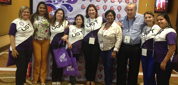 Representes da UGT na Conferncia. Maria Edna Medeiros, dirigente do Sintetel (1.   da dir. para esq.)