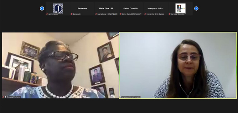 Theresa Mortinmer, presidenta da UNI Amricas Mulheres e Cristiane Nascimento, Vice Presidenta da UNI Amricas Mulheres