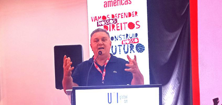 Mauro Cava de Britto, Secretrio Geral do SINTETEL, discursa sobre atuao sindical na Conferncia