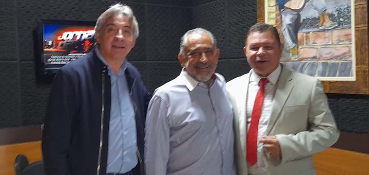 Diretor Regional do Vale do Paraba, Marcos Milanez, Gilberto Dourado, presidente do SINTETEL e o jornalista Paulo Silva