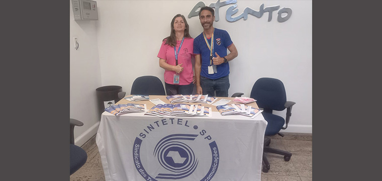 Planto Sindical - Atento Casa. Delegados Sindicais Edneusa e Giancarlo