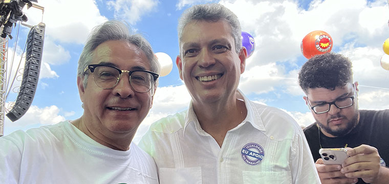 Diretor do SINTETEL, Marcos Milanez e Mrcio Macdo, ministro-chefe da Secretaria Geral da Presidncia