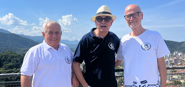 Da direita para � esquerda, a diretoria de aposentados do SINTETEL: Osmar Ferreira, Marcos Milanez e Sergio Vanzella
