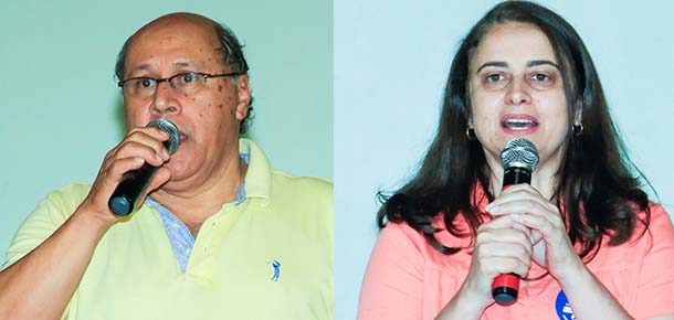 Diretor regional de So Jos do Rio Preto, Ismar Jos Antonio (esq.), e a vice-presidente do Sintetel, Cristiane do Nascimento (dir.)