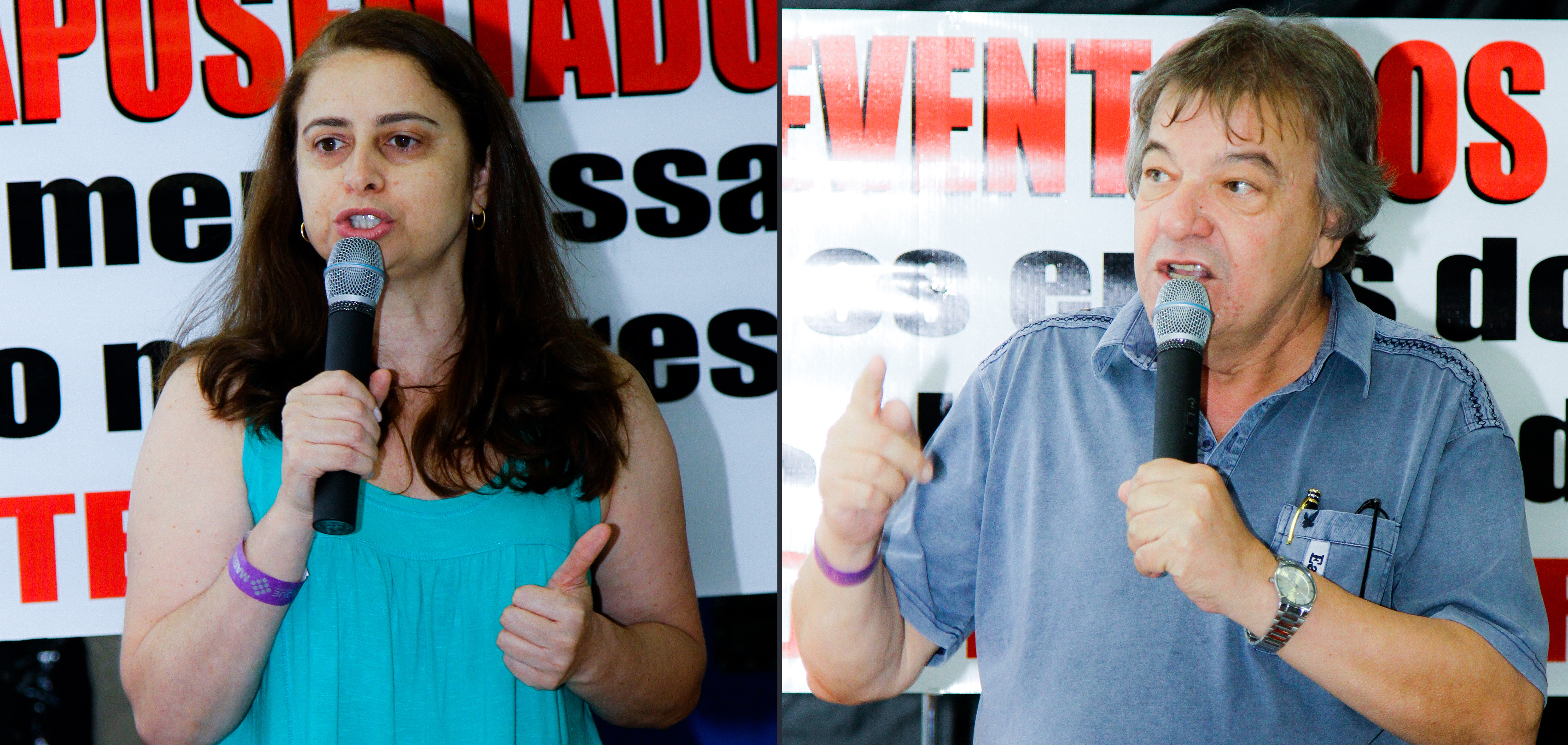  Cristiane do Nascimento, vice-presidente do Sintetel, e o diretor financeiro da entidade, Jos Carlos Guicho