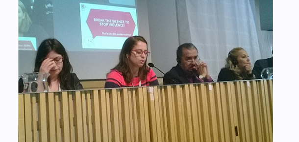 A vice-presidente do Sintetel, Cristiane do Nascimento, fez uma interveno no painel A igualdade na cultura sindical