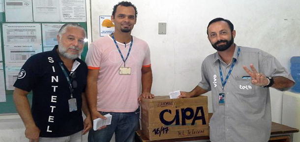 O diretor de base Gilberto,Carlos tecnico de segurana e Henrique eleito para CIPA