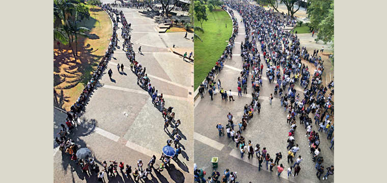 Fila em 2018 (esquerda); Fila do mutiro em 2019 (direita) - Imagem: Danilo Verpa/Folhapress